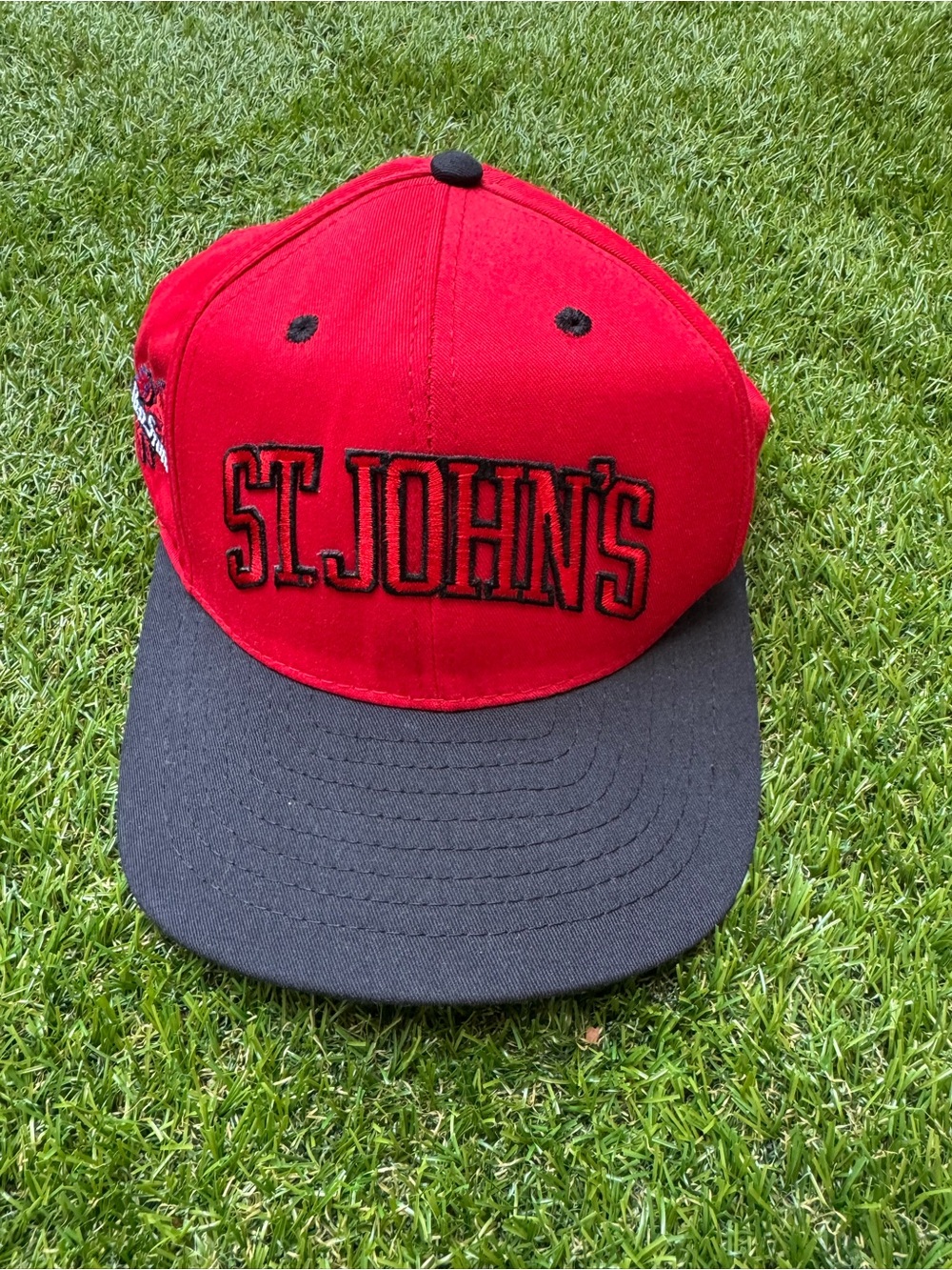 Vintage St. John's Red Storm Snapback Hat University Square USA Red Black Cap - Picture 2 of 7